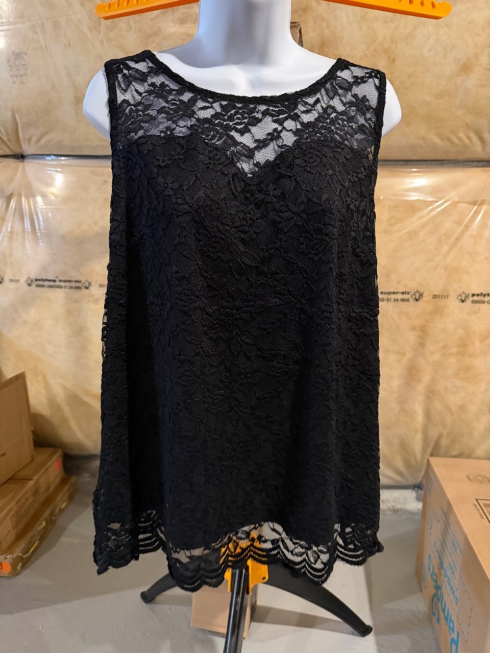 Black Lace Sleeveless Shell Top